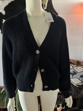 NEW-all 3, L/M/S, V-Neck Button Front Women's Sweater Cardigan